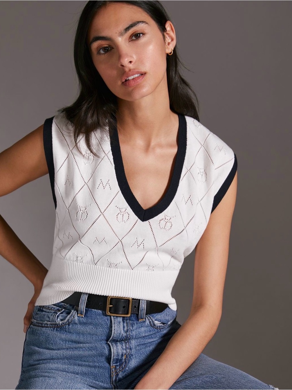 Anthropologie Maeve Violette Icon Logo Vest Size Small